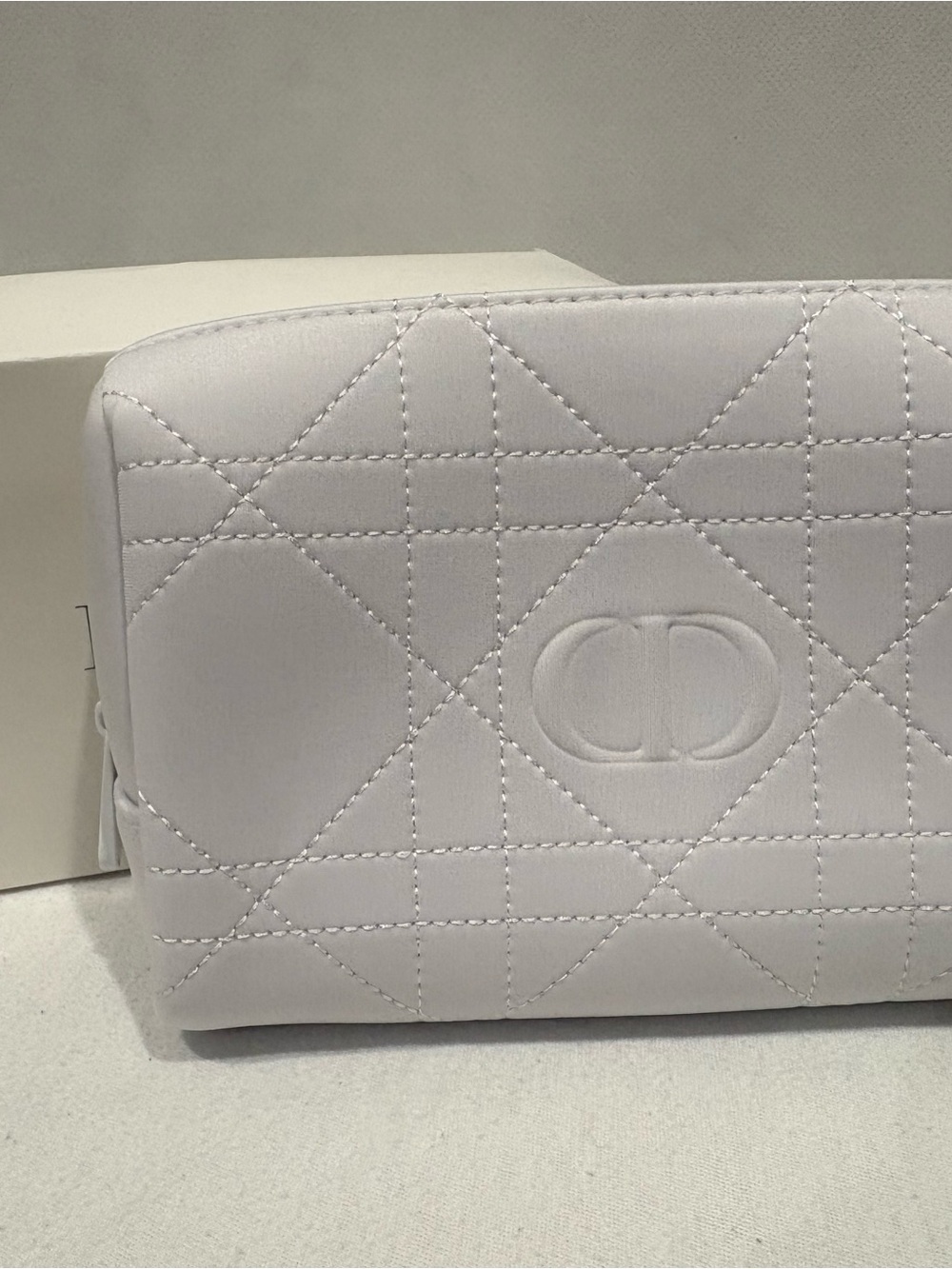 Dior Beauty White Quilted CD Logo Cosmetic Pouch